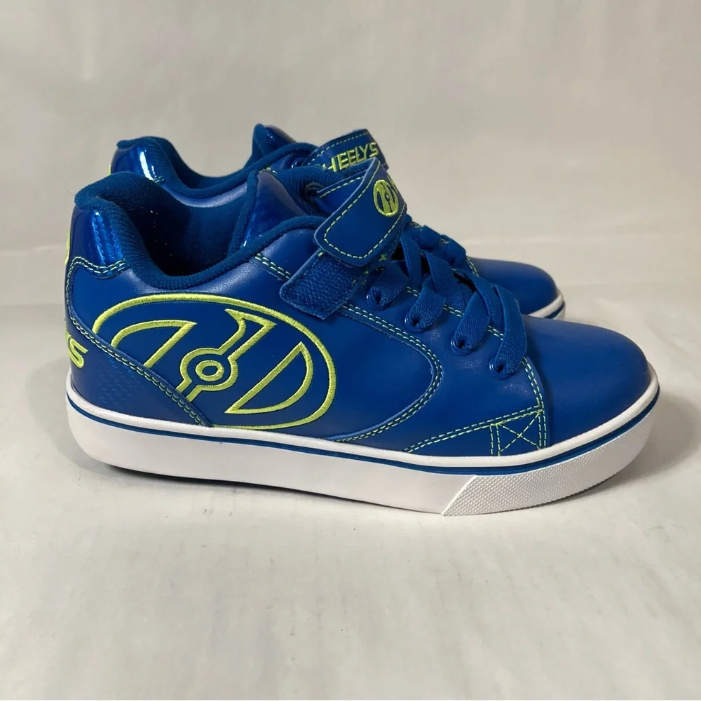 Heelys Unisex Kids' Vopel X2 Blue Low-Top Skate Sneakers Neon Accents Youth 4